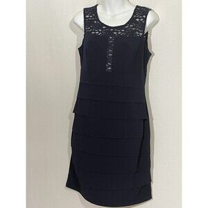 Enfocus Studio Cute Little Navy Dress Size 8 Women's Lace Knee Length Cocktail